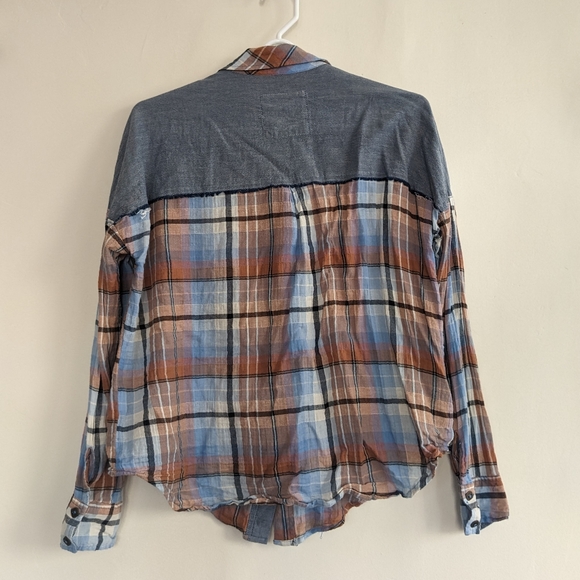 We The Free | Flyaway Plaid Chambray Cotton Shirt Size XS - Picture 6 of 9